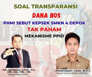 Soal Transparansi Dana BOS,  PHMI sebut Kepsek SMKN 4 Depok Tak Paham Mekanisme PPID