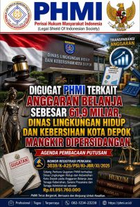 Digugat PHMI Terkait Anggaran Sebesar 61,9 Miliar, Dinas Lingkungan Hidup dan Kebersihan Kota Depok Mangkir Dipersidangan Pembacaan Putusan